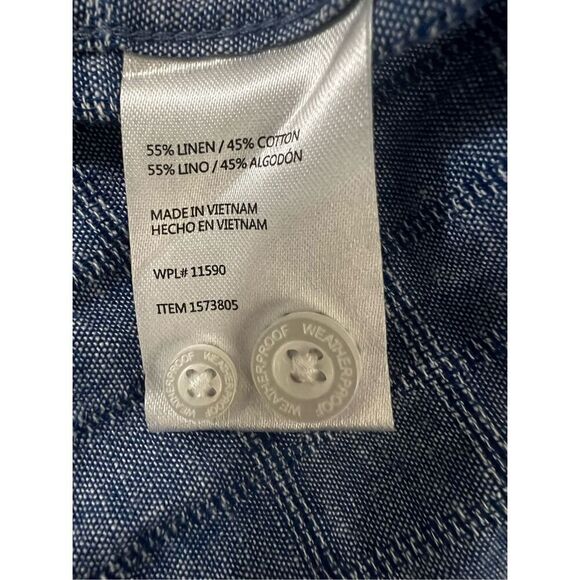 Weatherproof Vintage Men XXL Short Sleeve Washable Linen Cotto Button Shirt Blue - Picture 11 of 13